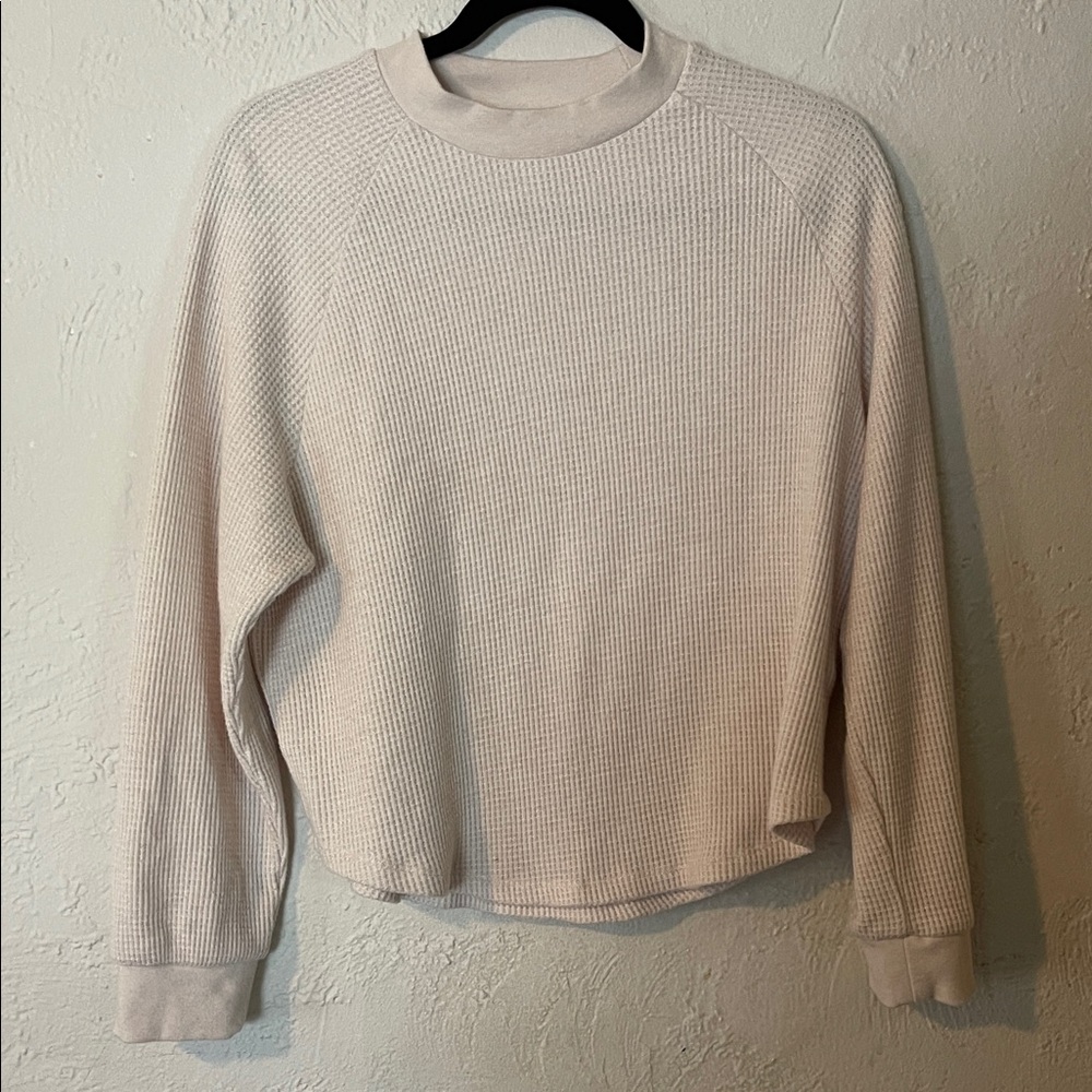 Madewell Cream Waffle-Knit Long Sleeve Sweater